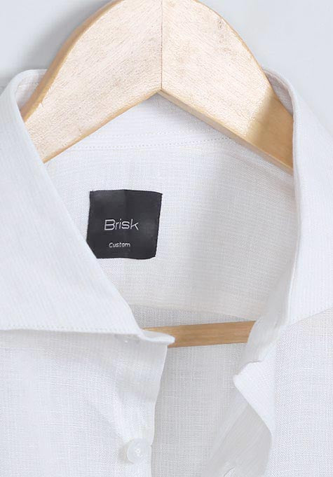 White Cotton Linen Air Half Sleeve Shirt - Sale