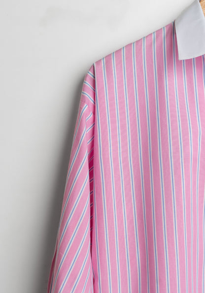 Blue On Pink Stripes Block Shirt